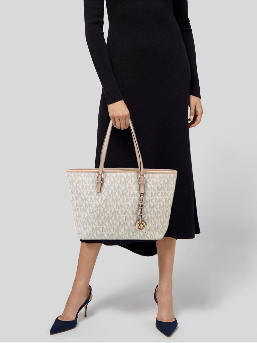 Michael Kors Beige Signature MK Tote Bag